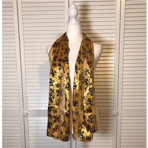 Fleur De Les Gold Black Silky Women Scarf